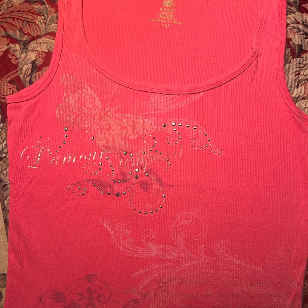 Coral Scoop Neck Sleeveless Tank Top